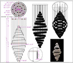 17 Crystal Rings Pendant Light 71X216 Inch Spiral Staircase Chandelier for High Ceilings-大吊灯-Manorlights