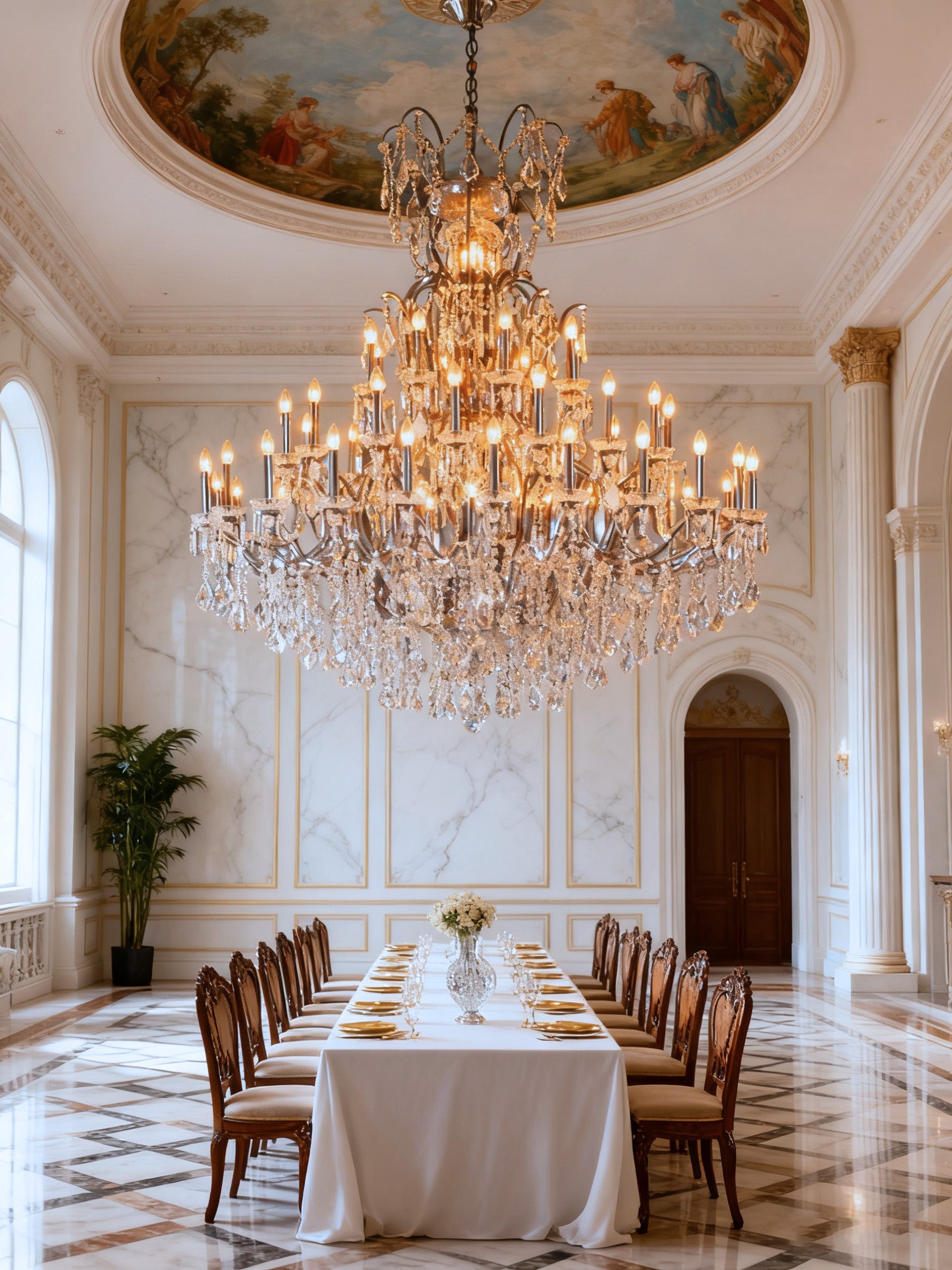 63x71 Inch Big Antique Wrought Iron Crystal Chandelier 48 Lights Luxury Bronze Foyer Lighting-大吊灯-Manorlights