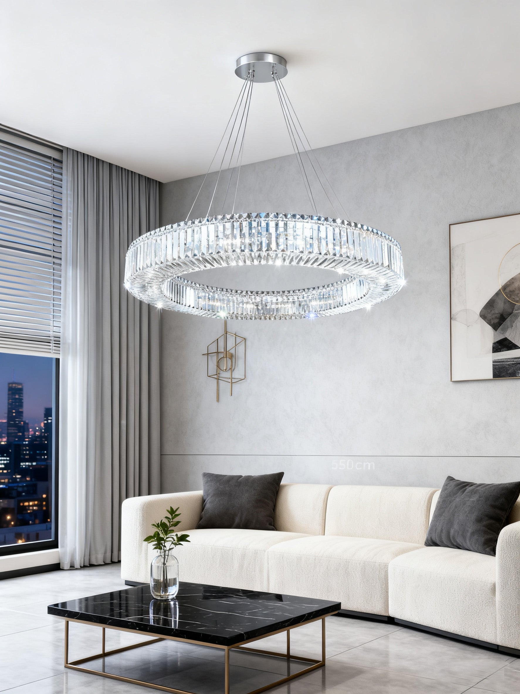 47 Inch Round Ring Chandelier Modern Crystal Lighting for Living Room-大吊灯-Manorlights