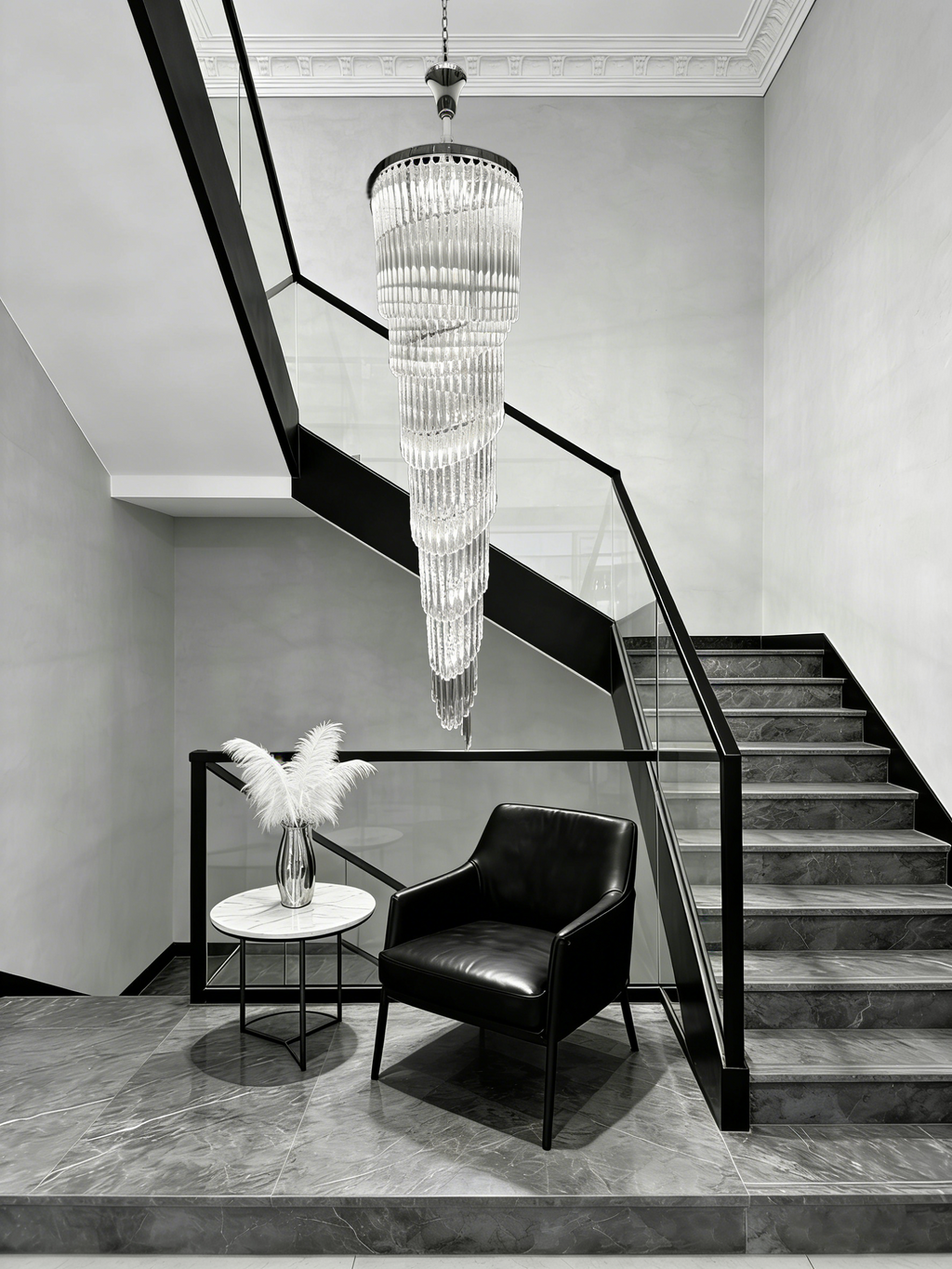102 Inch Tall Chandelier Modern Spiral Crystal Chandelier for High Ceiling Staircase-大吊灯-Manorlights