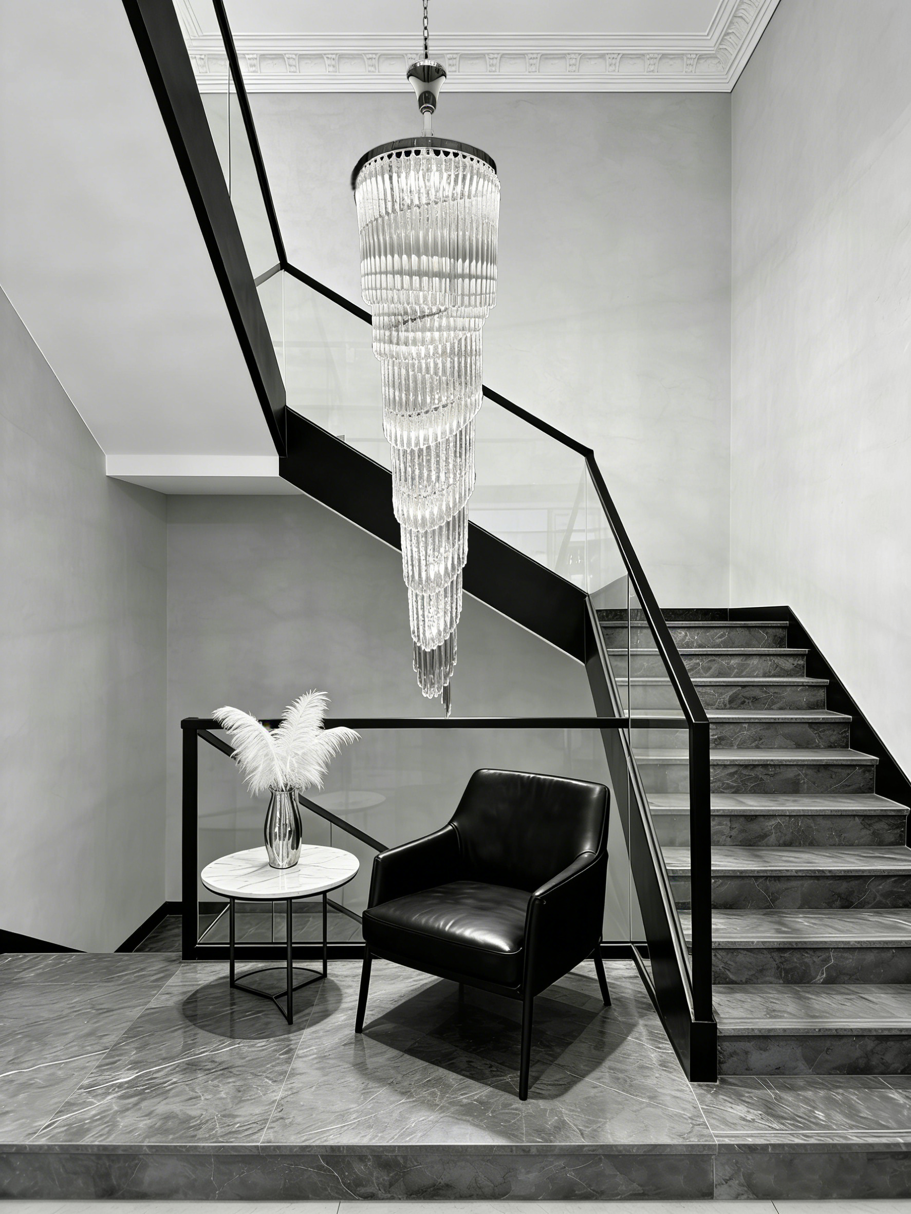 102 Inch Tall Chandelier Modern Spiral Crystal Chandelier for High Ceiling Staircase-大吊灯-Manorlights
