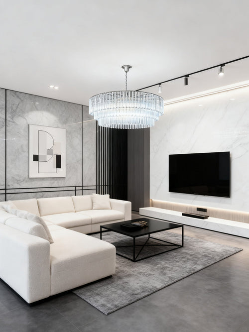 3 Tier Round Glass Chandelier 55"W 22"H-大吊灯-Manorlights