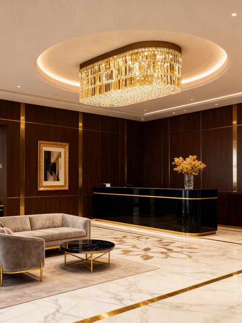 51'' Long Clear and Amber Crystal Ceiling Light 24"W 15"H-大吊灯-Manorlights