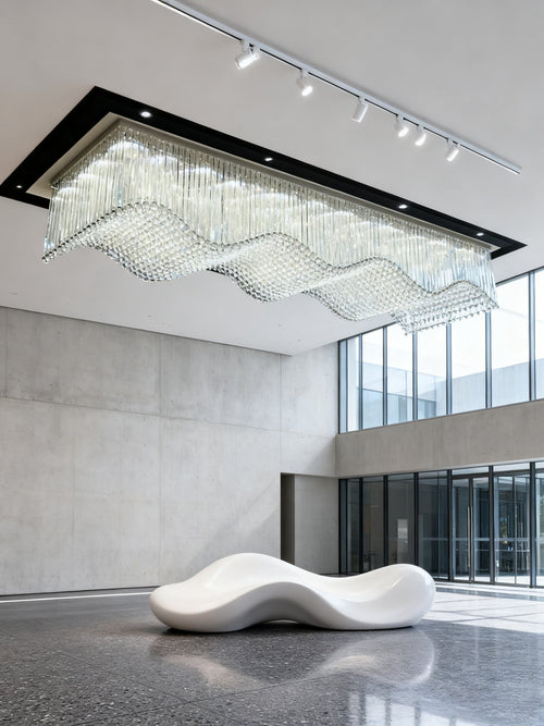 36X192 Inch Custom Wave Shaped Modern Chandelier Oversized Flush Mounted Chandelier for Hallway-大吊灯-Manorlights