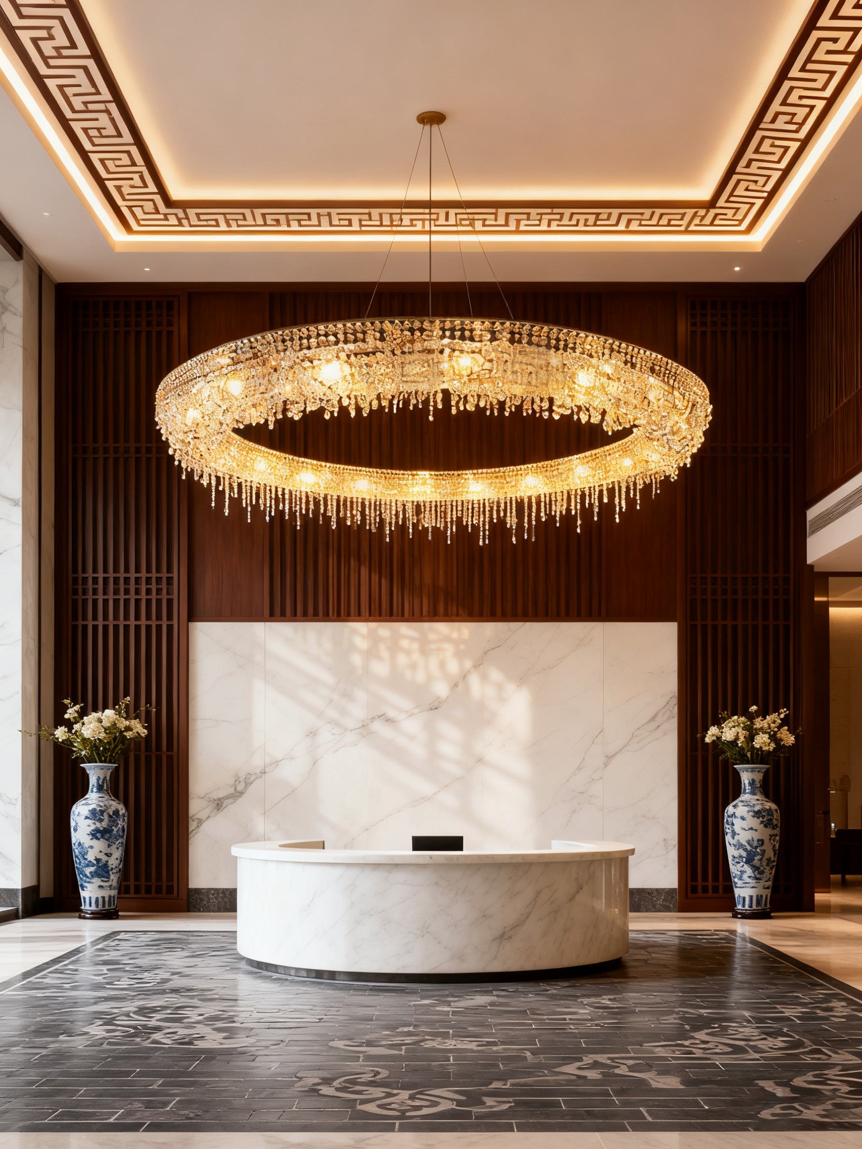 79 Inch Round Huge Looop Chandelier Hanging Modern Crystal Chandelier-大吊灯-Manorlights