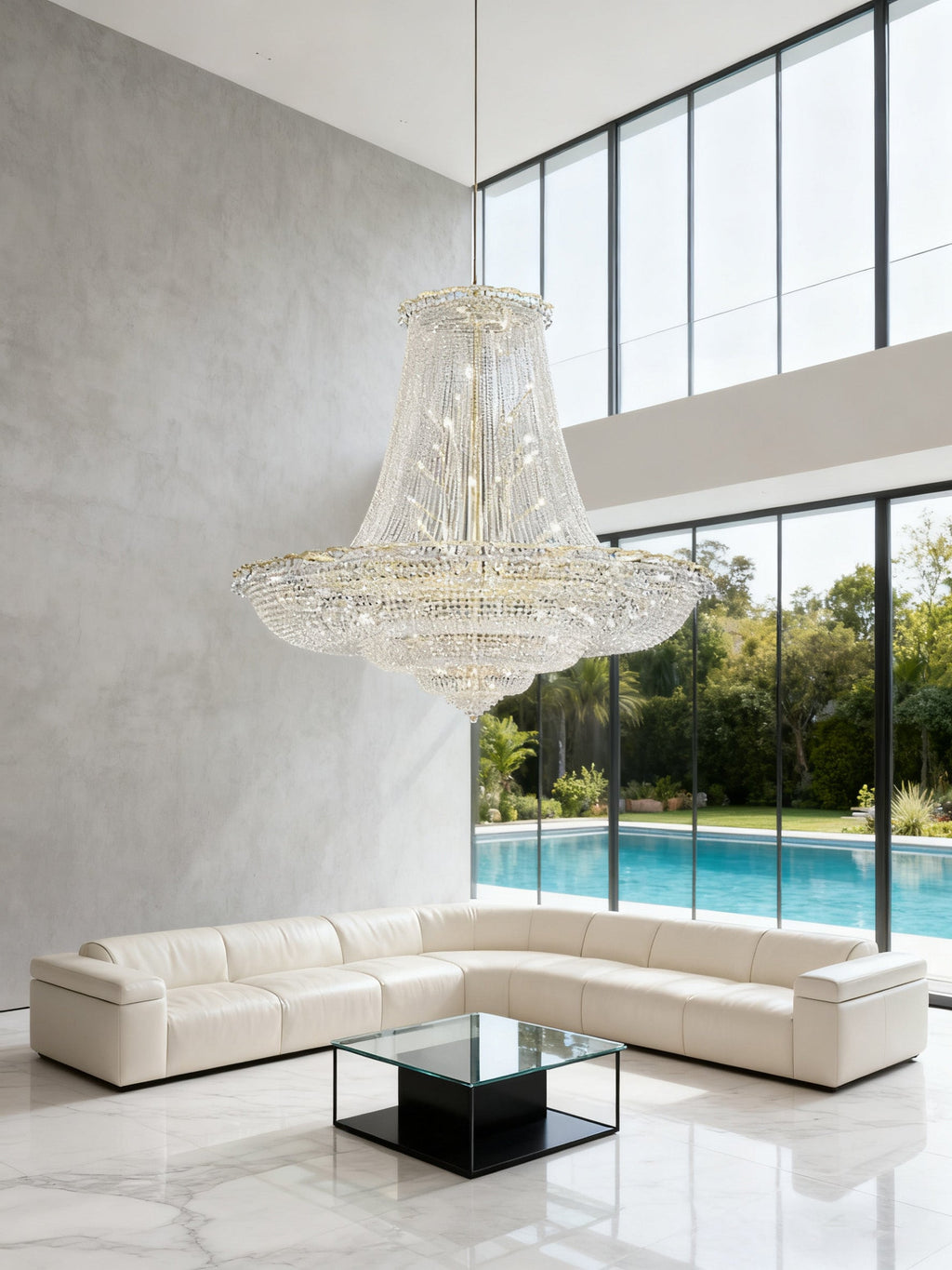 79X69 Inch Extra Wide Chandelier Large Gold Crystal Foyer Lighting-大吊灯-Manorlights