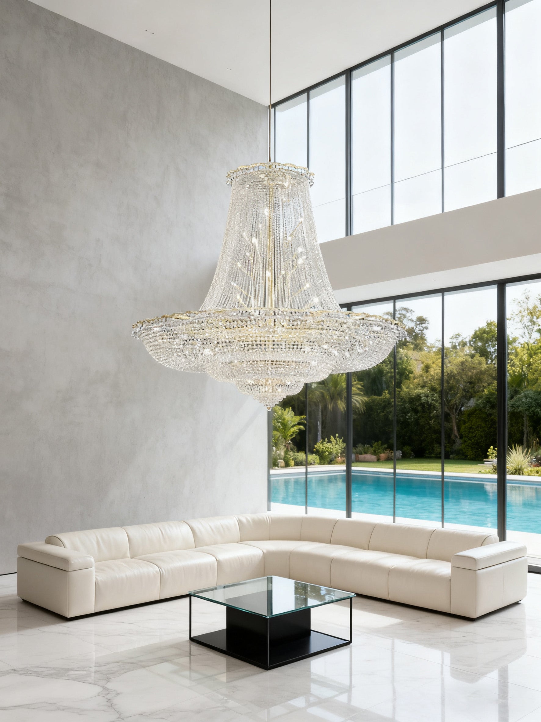 79X69 Inch Extra Wide Chandelier Large Gold Crystal Foyer Lighting-大吊灯-Manorlights