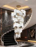 43X87 Inch Big Modern Gold Chandelier Cascading Glass Chandelier for Foyer-大吊灯-Manorlights