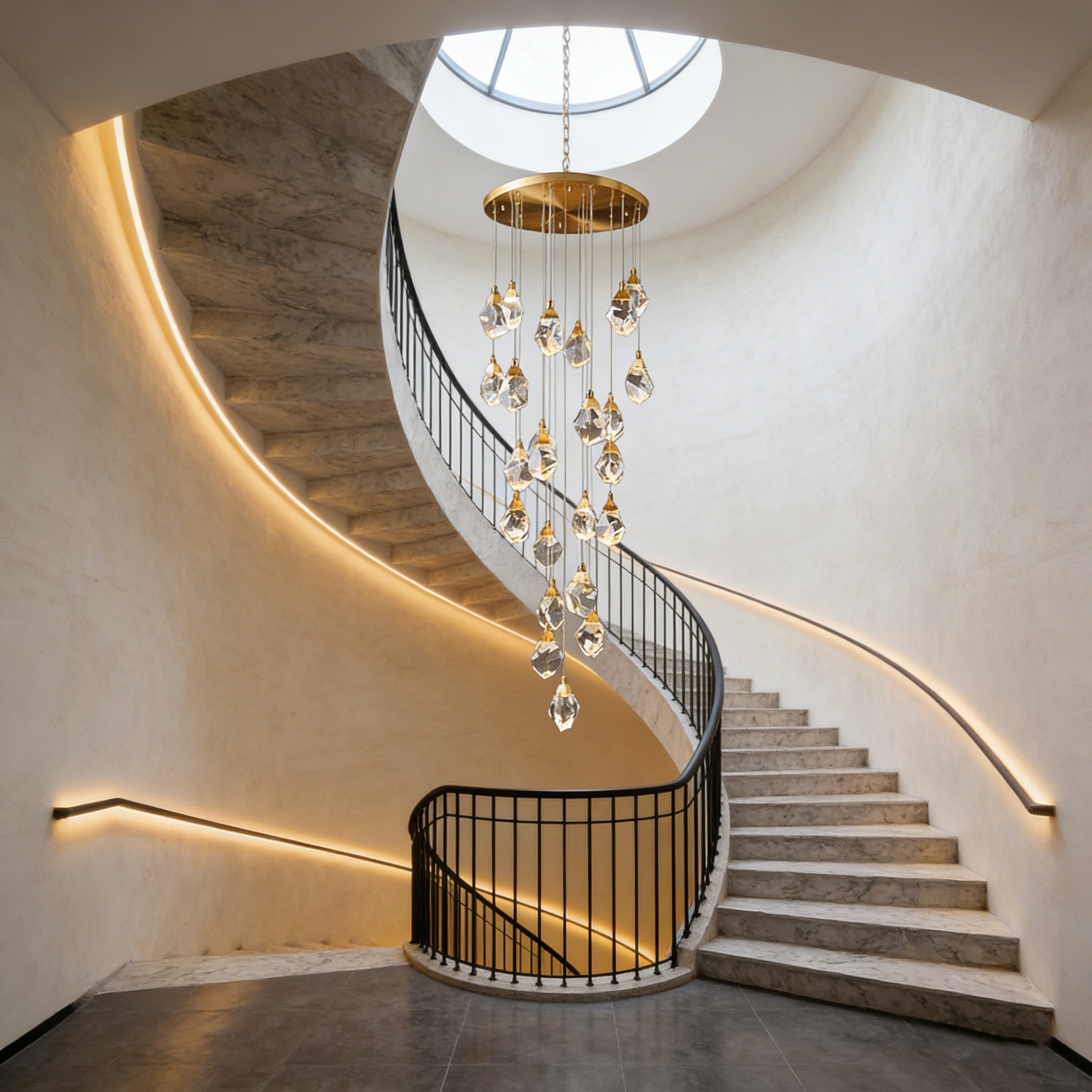 24 Lights Big Crystal Chandelier 79'' Long Chandelier for Staircase-大吊灯-Manorlights