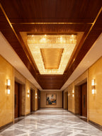 39X118 Inch Extra Large Rectangle Flush Mounted Gold Crystal Chandelier Lighting-大吊灯-Manorlights