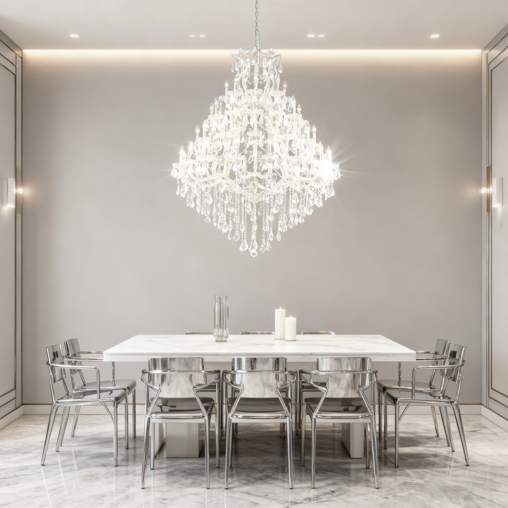 47X58 Inch Big Living Room Chandelier 49 Lights Candle Style Tiered Crystal Chandelier-大吊灯-Manorlights