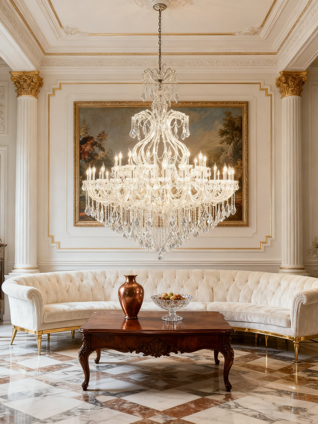71X59 Inch Extra Wide Chandelier 49 Lights Big Chrome Maria Theresa Crystal Chandelier For Dining Room-大吊灯-Manorlights