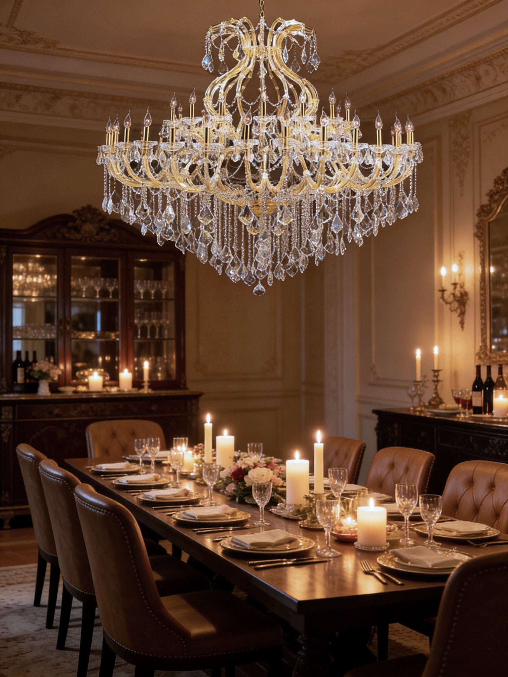 71X59 Inch Extra Wide Chandelier 49 Lights Big Gold Maria Theresa Crystal Chandelier For Dining Room-大吊灯-Manorlights
