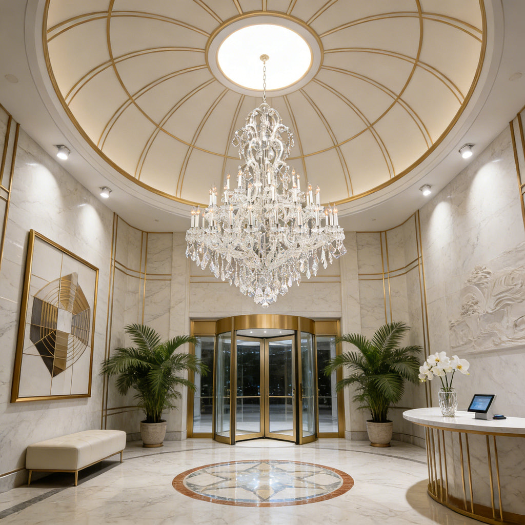 59X85 Inch Tall Chandelier for High Ceiling Foyers 48 Lights Chrome Elegant Crystal Lighting-大吊灯-Manorlights