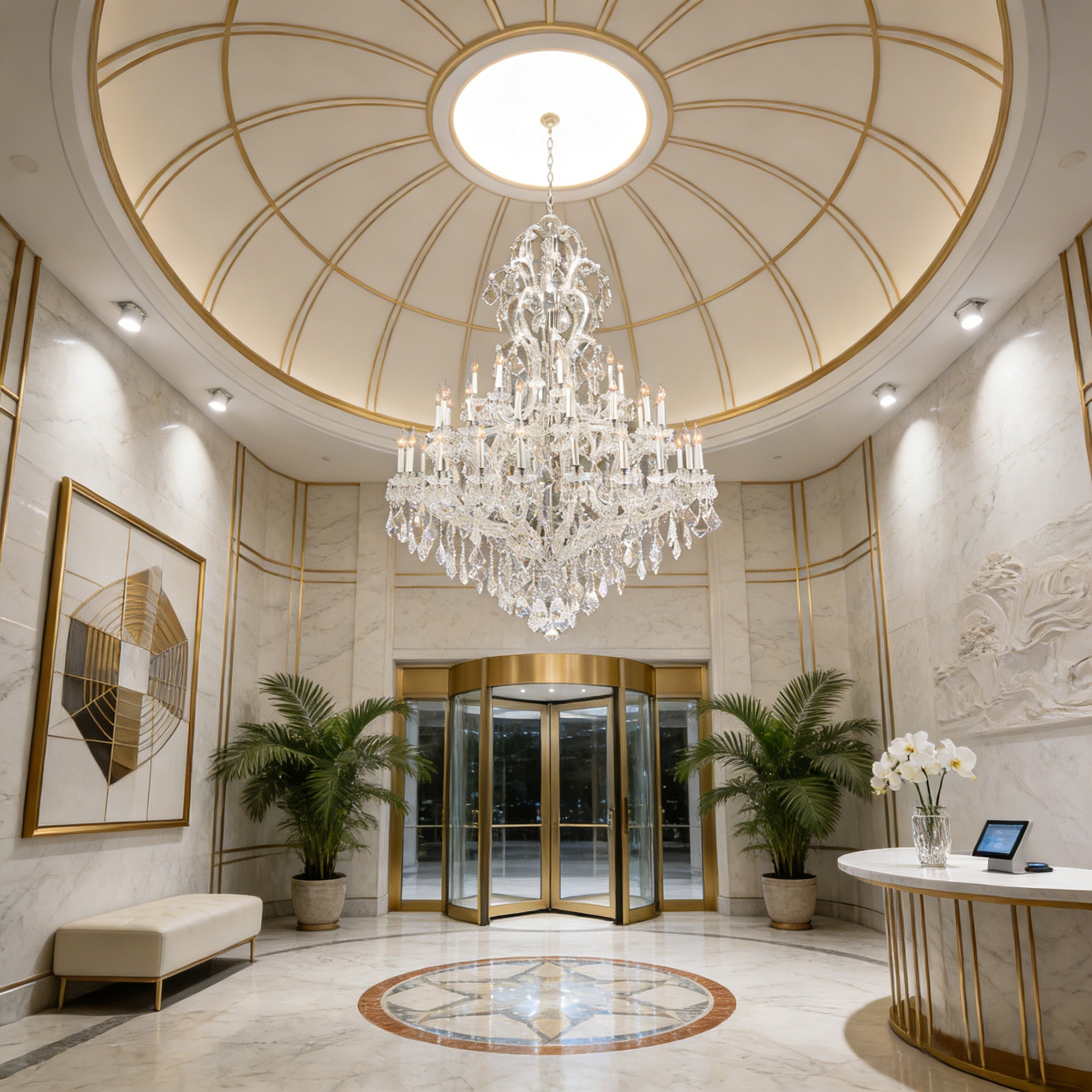 59X85 Inch Tall Chandelier for High Ceiling Foyers 48 Lights Chrome Elegant Crystal Lighting-大吊灯-Manorlights