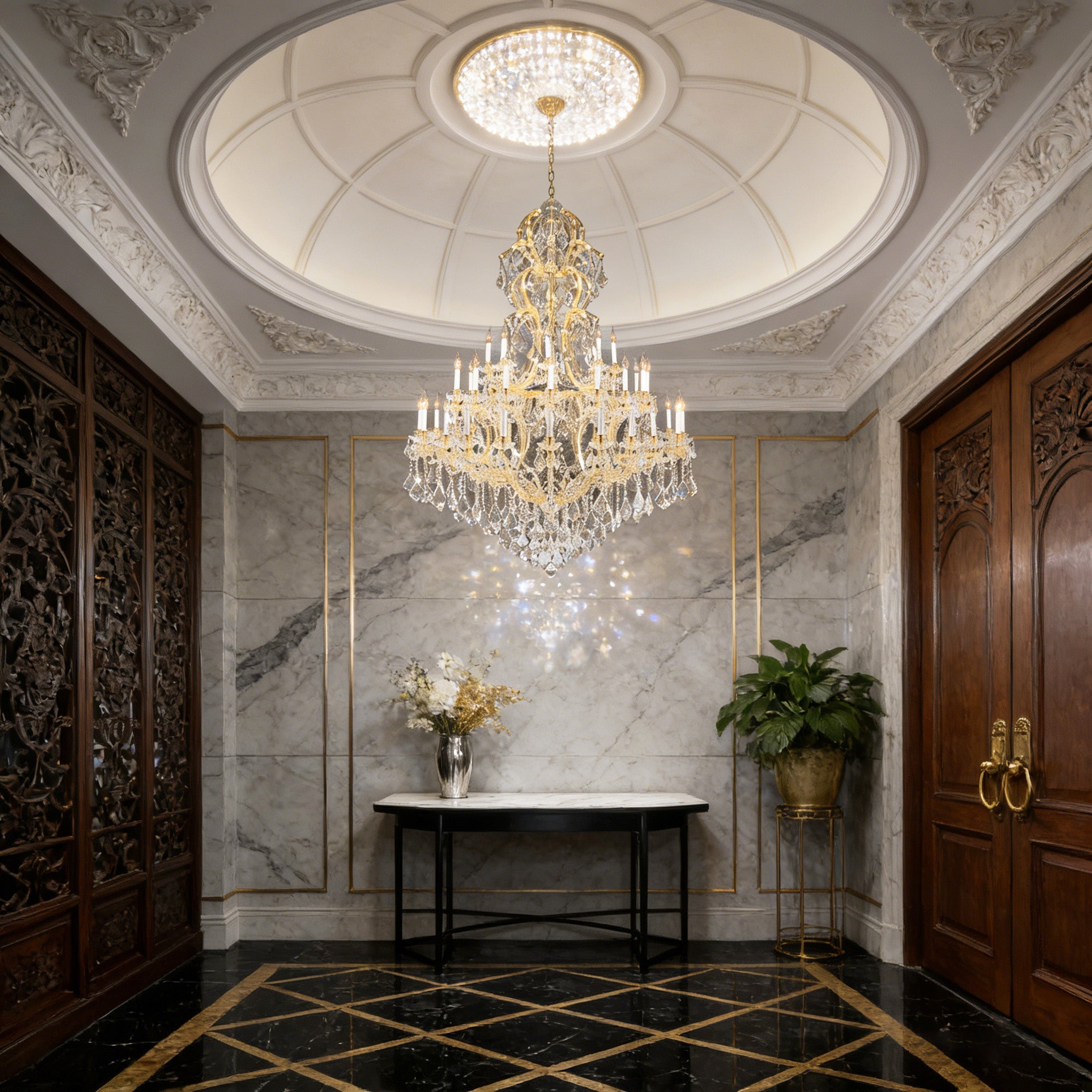 59X85 Inch Tall Chandelier for High Ceiling Foyers 48 Lights Gold Elegant Crystal Lighting-大吊灯-Manorlights