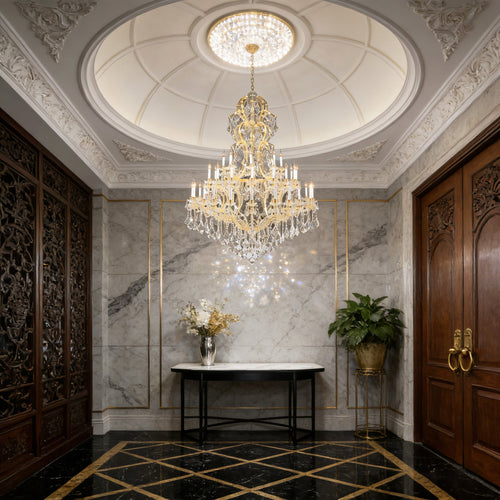 59X85 Inch Tall Chandelier for High Ceiling Foyers 48 Lights Gold Elegant Crystal Lighting-大吊灯-Manorlights