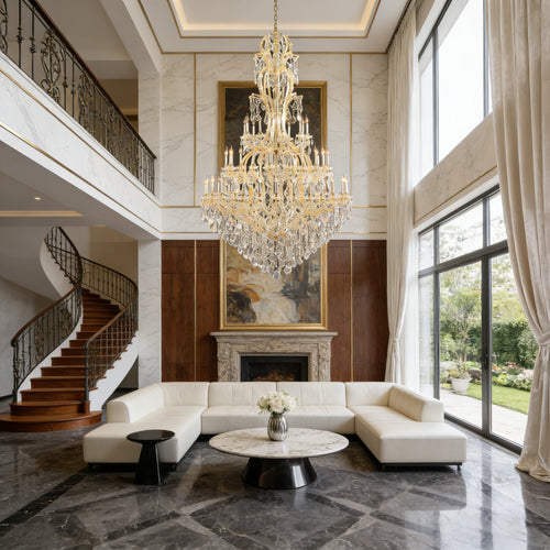 65X106 Inch Huge High Ceiling Chandelier 60 Lights Elegant Large Gold Maria Theresa Crystal Chandelier-大吊灯-Manorlights