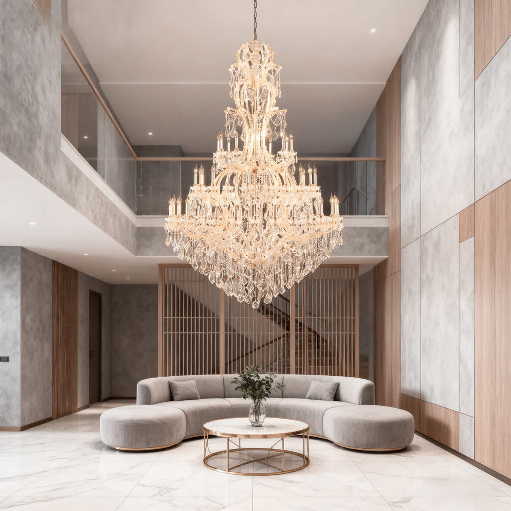 77X124 Inch Huge High Ceiling Chandelier 72 Lights Elegant Large Chrome Maria Theresa Crystal Chandelier-大吊灯-Manorlights