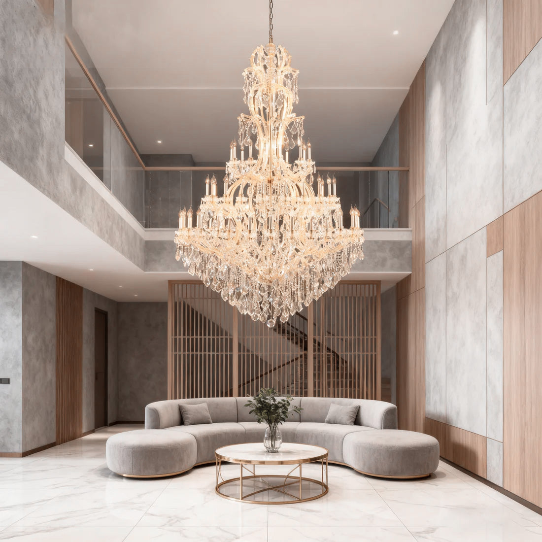 77X124 Inch Huge High Ceiling Chandelier 72 Lights Elegant Large Chrome Maria Theresa Crystal Chandelier-大吊灯-Manorlights