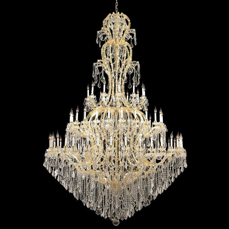 77X124 Inch Huge High Ceiling Chandelier 72 Lights Elegant Large Gold Maria Theresa Crystal Chandelier-大吊灯-Manorlights