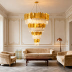 39X59 Inch Gold Large Gold Chandelier Big Modern Cascading Foyer Chandelier Lighting-大吊灯-Manorlights