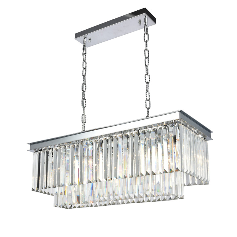 40 Inch Rectangle Chandelier Modern Crystal Chandelier Lighting for Dining Room-现代灯-Manorlights