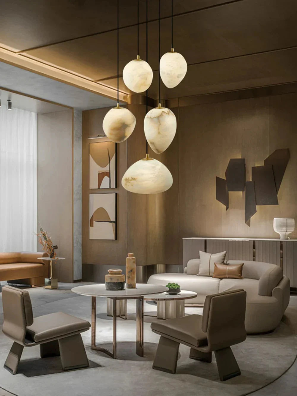 Sage Marble Chandelier for high ceiling staircase and foyer lighting