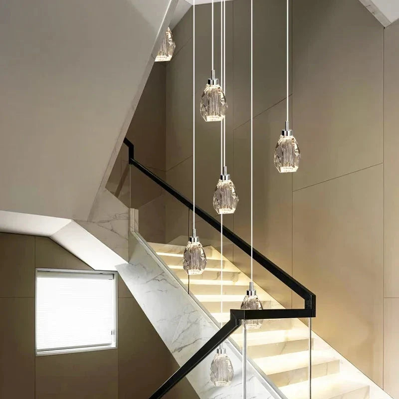 Sensa Crystal Stairwell Lighting for high ceiling staircase and foyer lighting