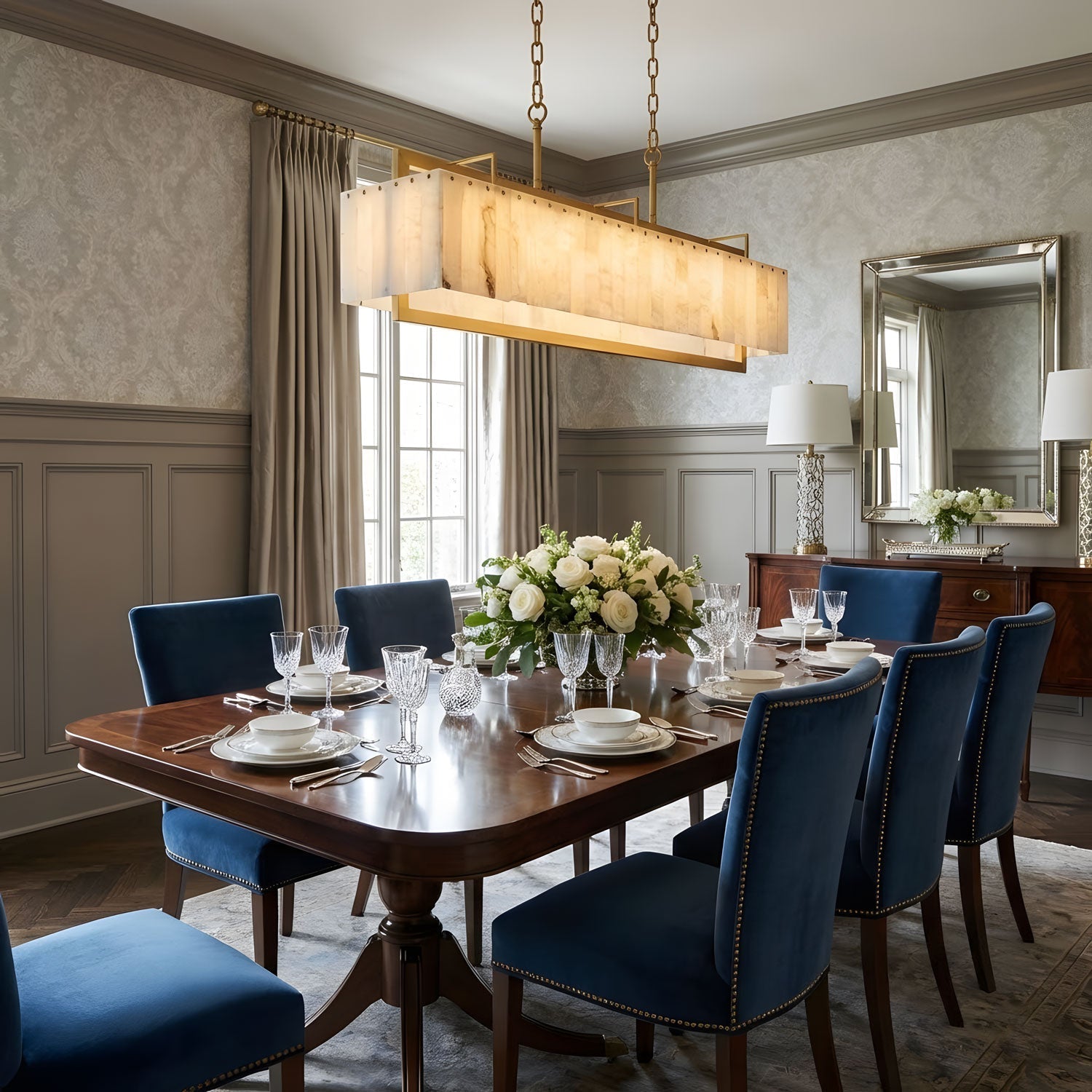 Premium Solstice Bar Alabaster Chandelier-Chandelier-Manorlights