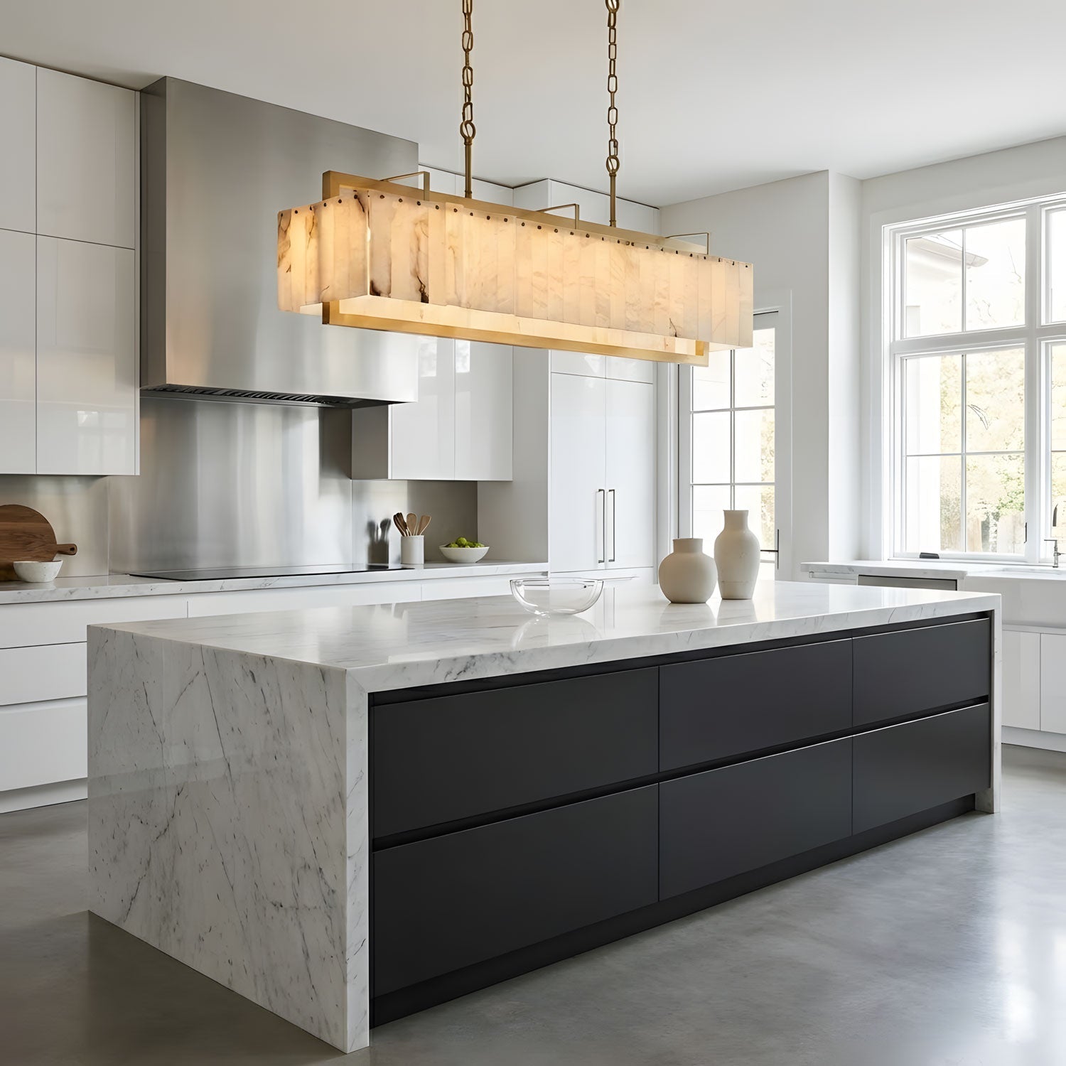 Premium Solstice Bar Alabaster Chandelier-Chandelier-Manorlights