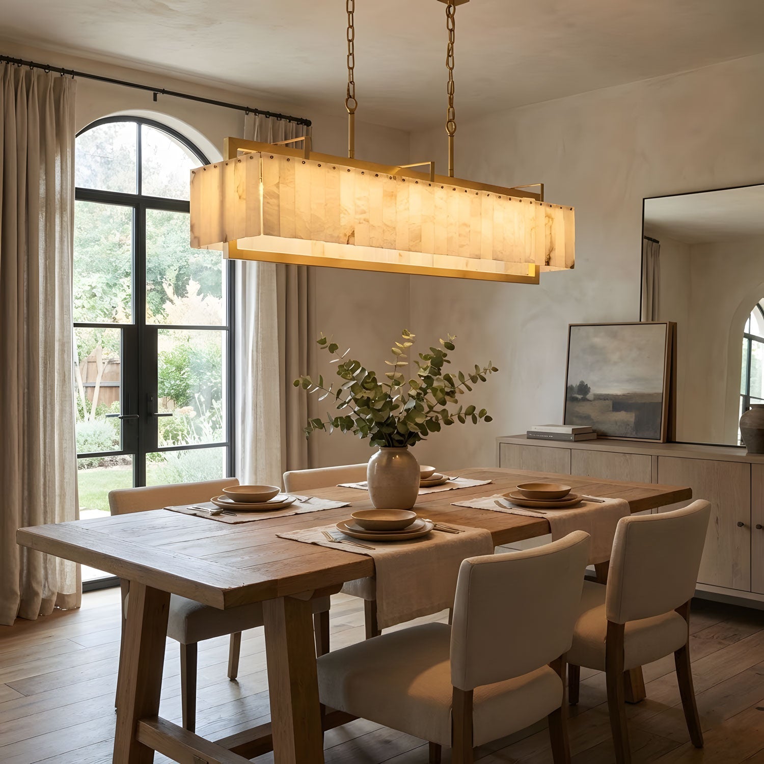 Premium Solstice Bar Alabaster Chandelier-Chandelier-Manorlights
