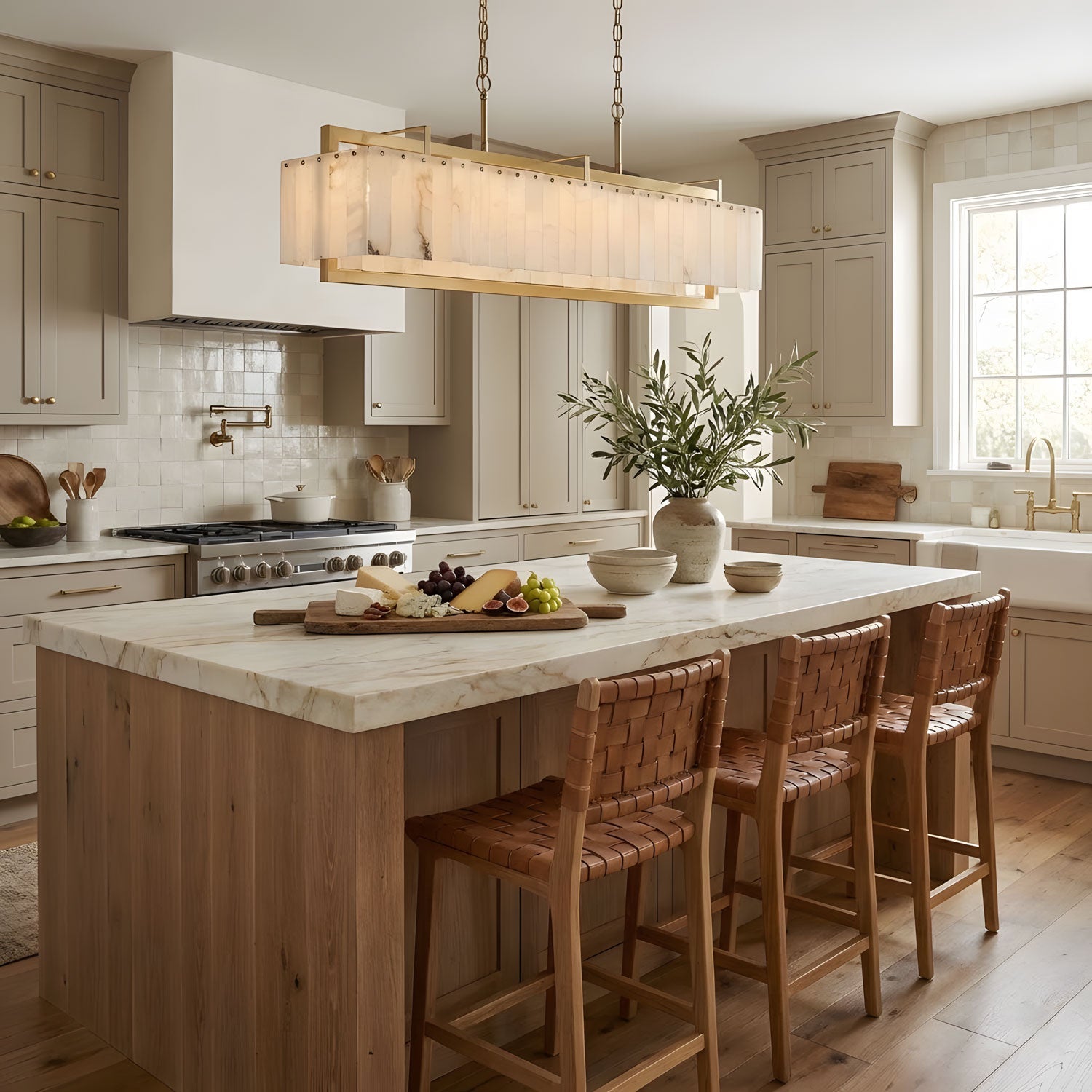 Premium Solstice Bar Alabaster Chandelier-Chandelier-Manorlights