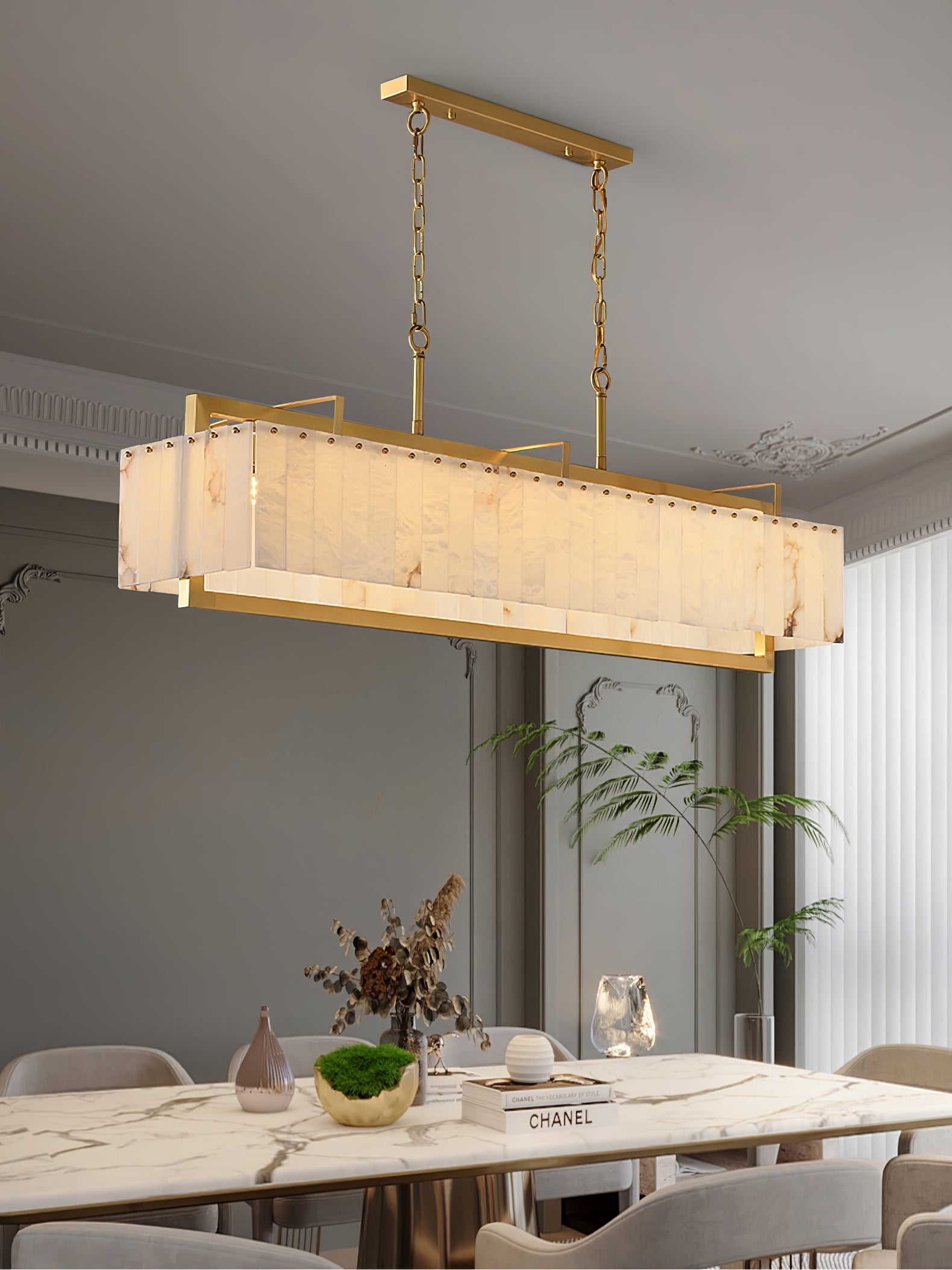 Premium Solstice Bar Alabaster Chandelier-Chandelier-Manorlights