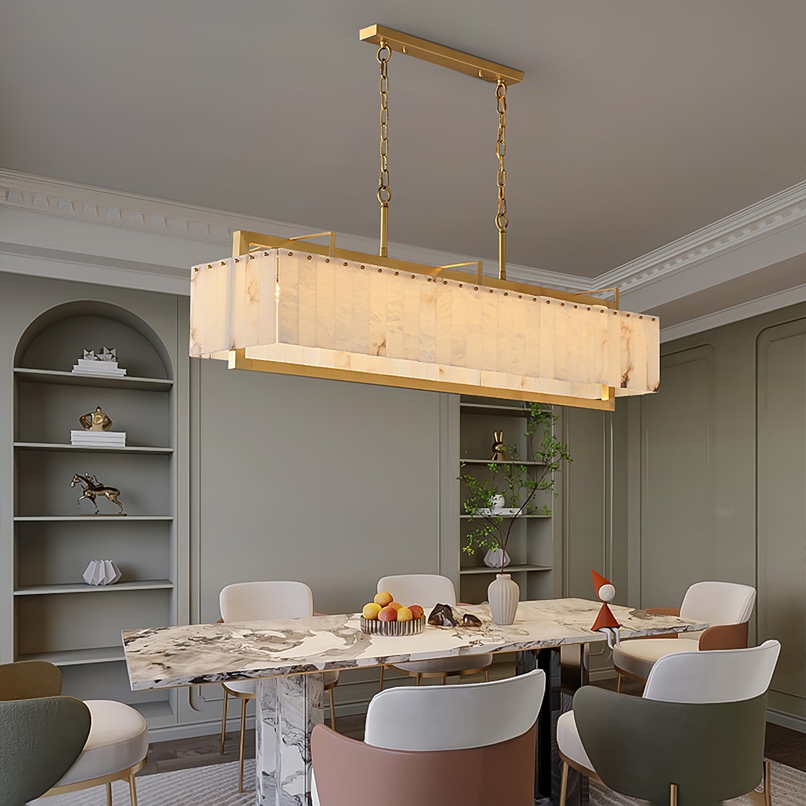 Premium Solstice Bar Alabaster Chandelier-Chandelier-Manorlights