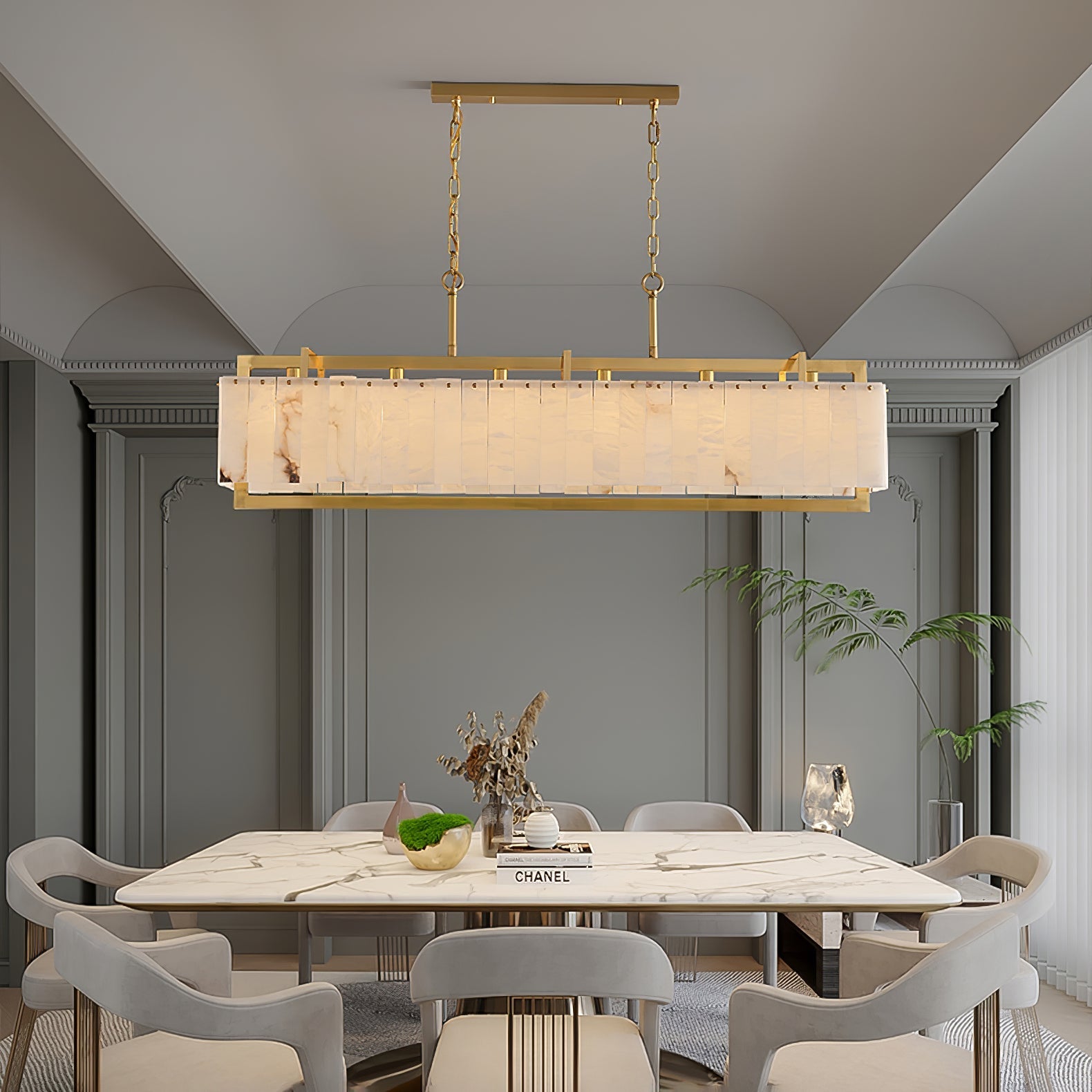 Premium Solstice Bar Alabaster Chandelier-Chandelier-Manorlights