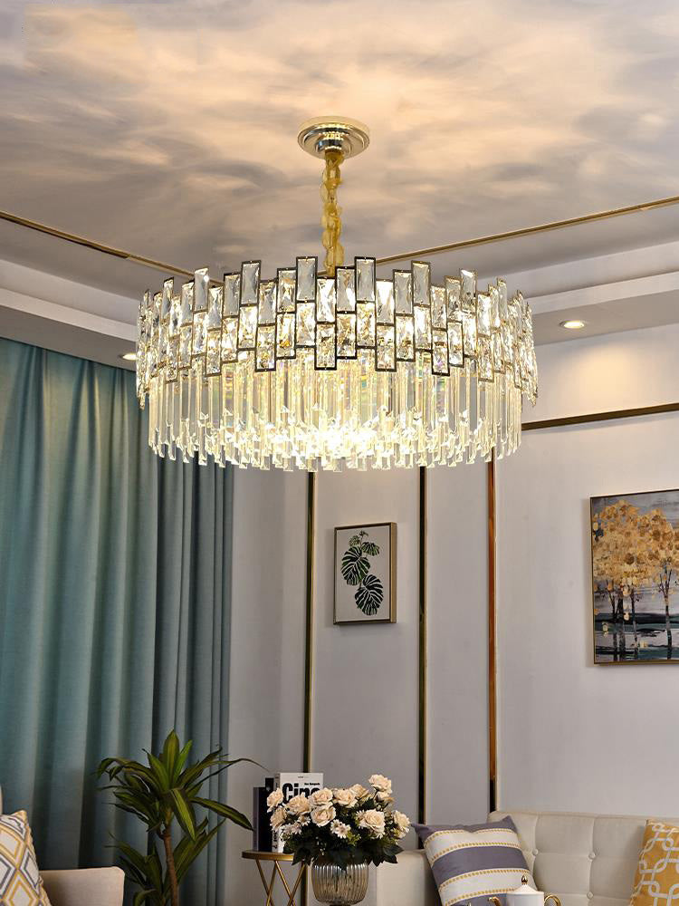 Palo crystal chandelier illuminated in a luxury interior