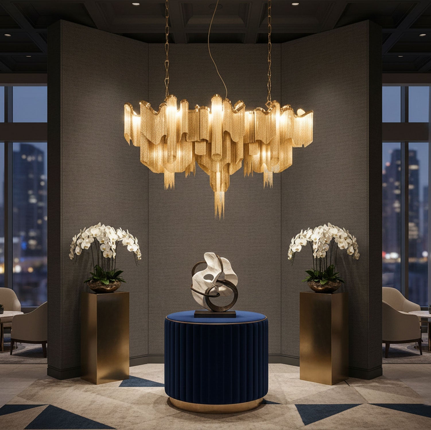 Stream Chain Chandelier-Chandelier-Manorlights
