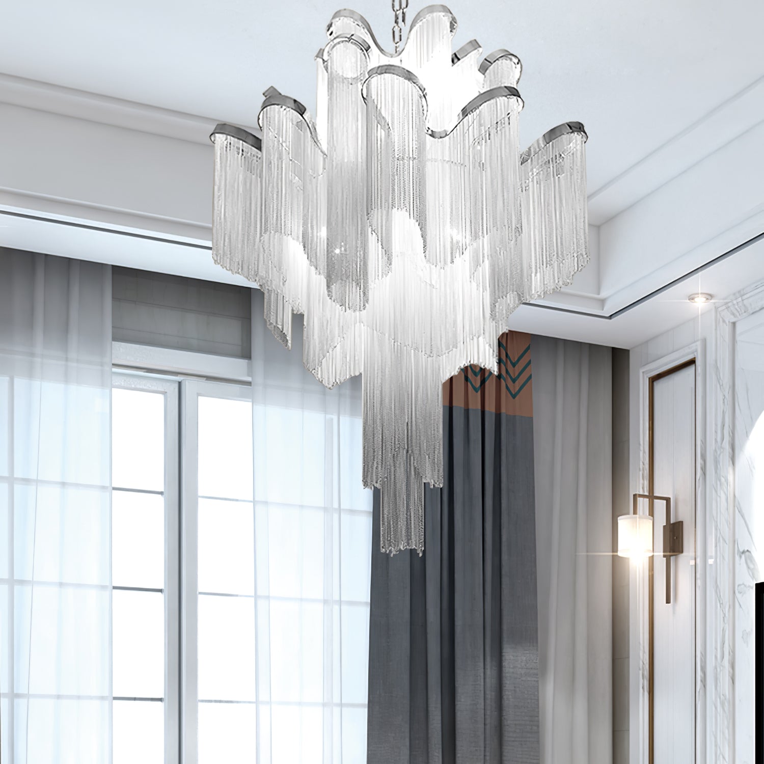 Stream Chain Chandelier-Chandelier-Manorlights