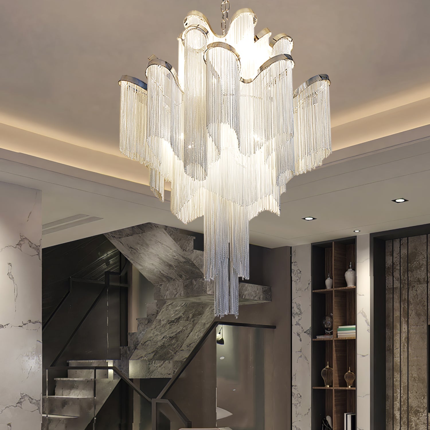Stream Chain Chandelier-Chandelier-Manorlights
