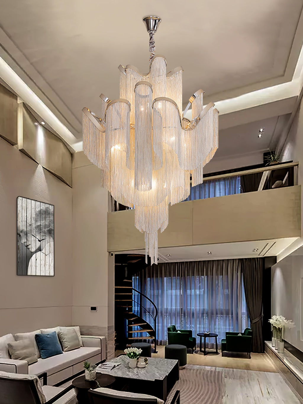 Stream Chain Chandelier-Chandelier-Manorlights
