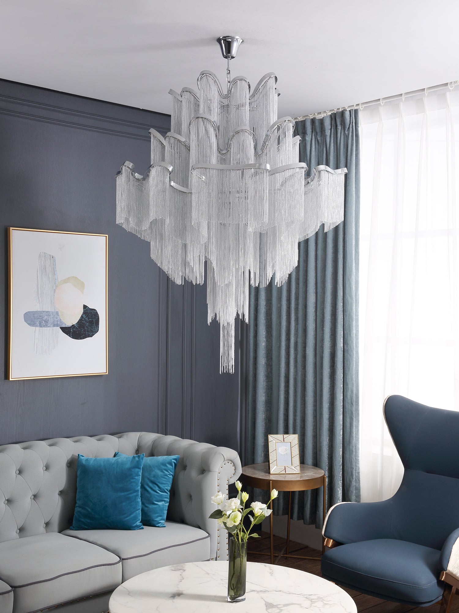 Stream Chain Chandelier-Chandelier-Manorlights