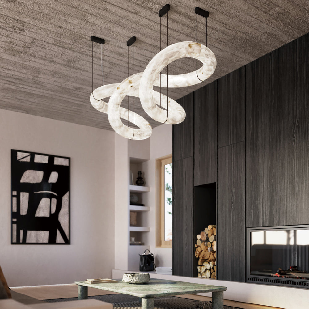 Streamlined Alabaster Pendant Lamp by Manor Lights