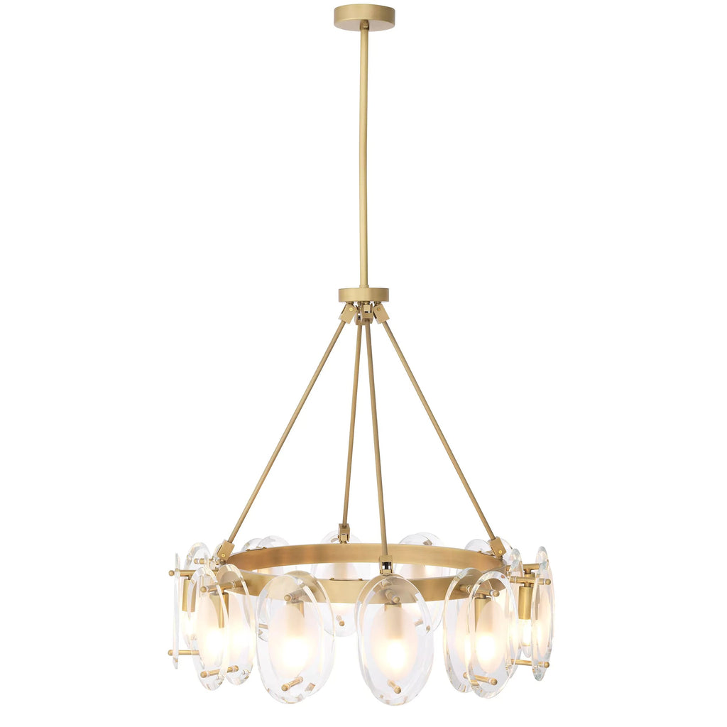 Sublime Modern Brass Chandelier Antique Brass Finish/Bevelled Glass