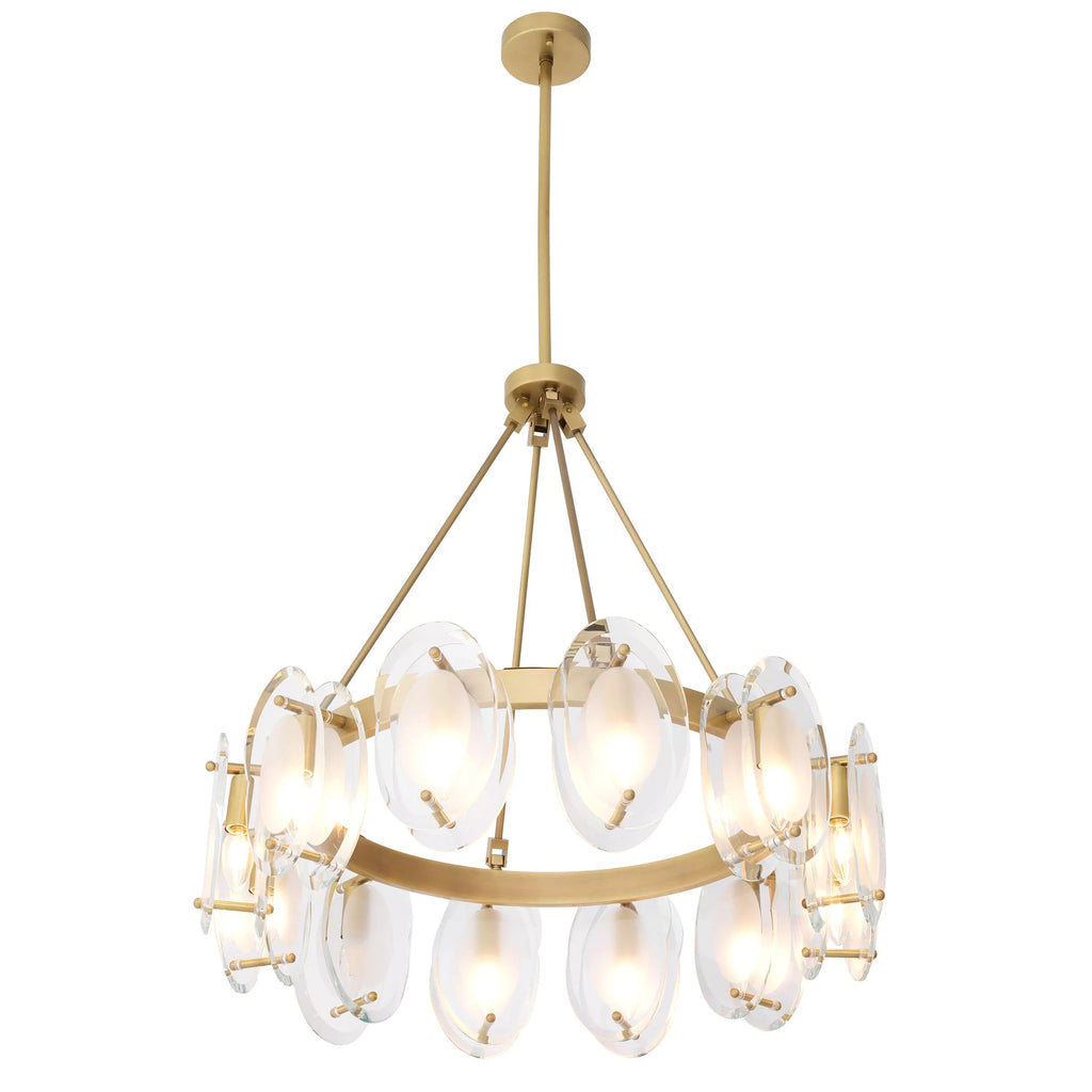 Sublime Modern Brass Chandelier Antique Brass Finish/Bevelled Glass