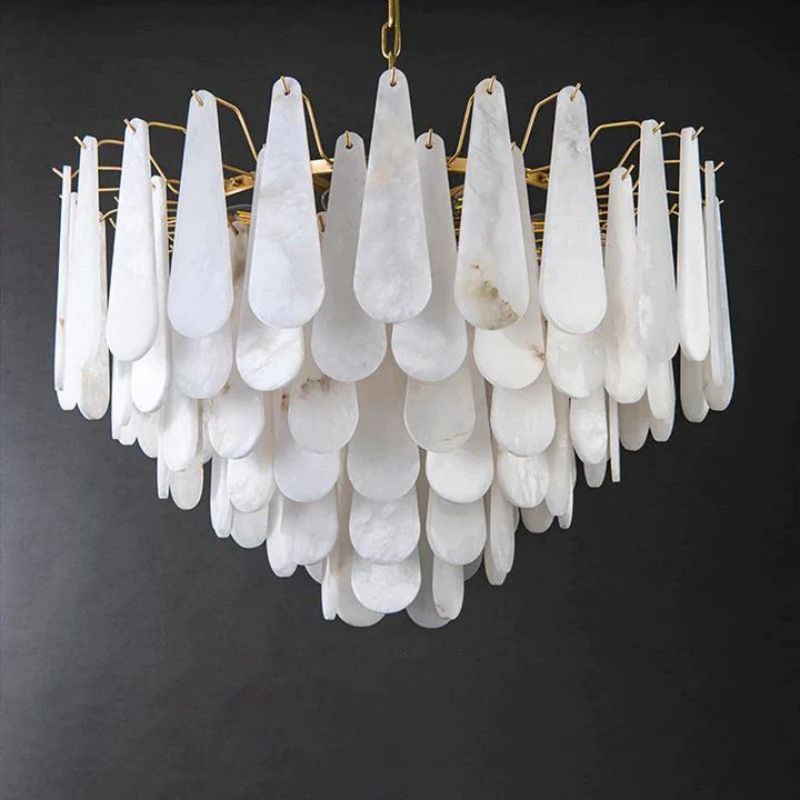 Alabaster Feathery Chandelier-chandeliers for dining room,chandeliers for stairways,chandeliers for foyer,chandeliers for bedrooms,chandeliers for kitchen,chandeliers for living room-Manorlights