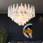 Alabaster Feathery Chandelier-chandeliers for dining room,chandeliers for stairways,chandeliers for foyer,chandeliers for bedrooms,chandeliers for kitchen,chandeliers for living room-Manorlights