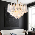 Alabaster Feathery Chandelier-chandeliers for dining room,chandeliers for stairways,chandeliers for foyer,chandeliers for bedrooms,chandeliers for kitchen,chandeliers for living room-Manorlights