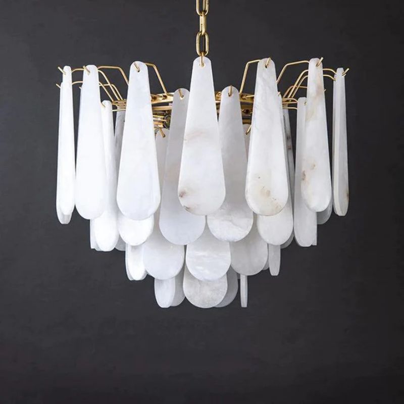 Alabaster Feathery Chandelier-chandeliers for dining room,chandeliers for stairways,chandeliers for foyer,chandeliers for bedrooms,chandeliers for kitchen,chandeliers for living room-Manorlights