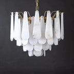 Alabaster Feathery Chandelier-chandeliers for dining room,chandeliers for stairways,chandeliers for foyer,chandeliers for bedrooms,chandeliers for kitchen,chandeliers for living room-Manorlights